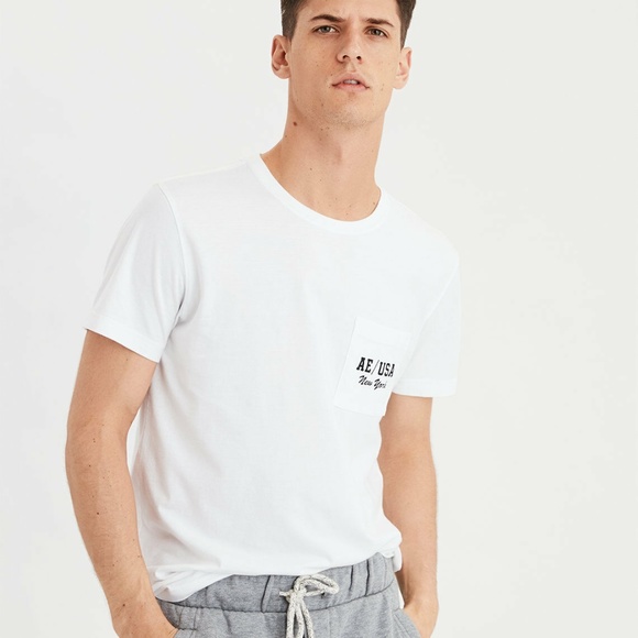 American Eagle Ae Branded Pocket Tee 